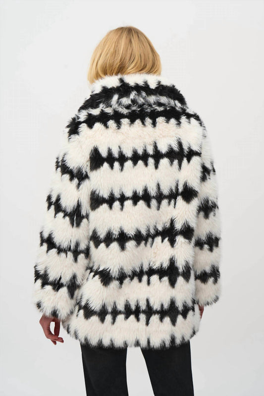 Joseph Ribkoff - REVERSIBLE FAUX FUR STRIPE COAT