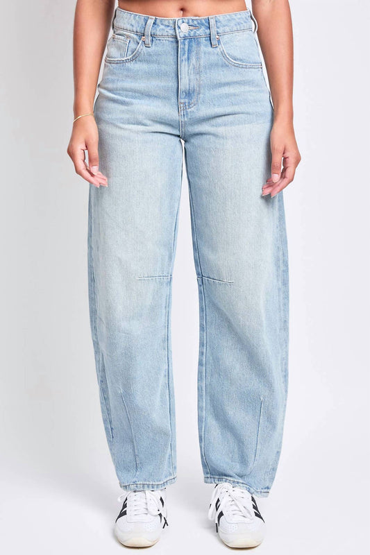 Ymi - Relaxed Fit Detailed Barrel Rigid Jeans