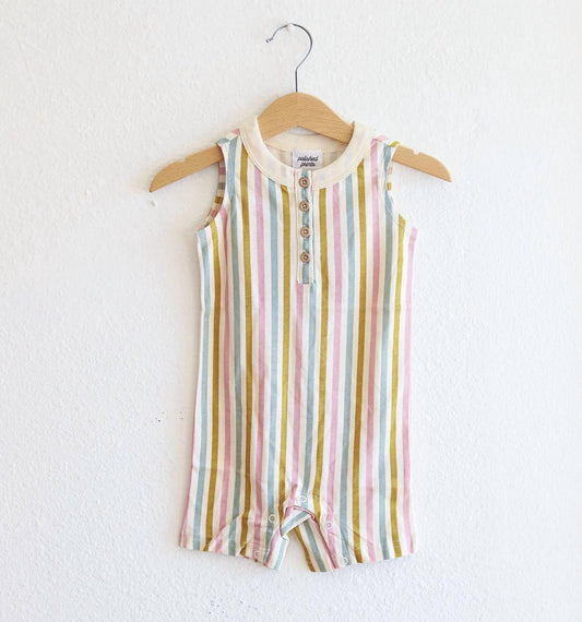 Polished Prints - Kid's Striped Organic Cotton Romper