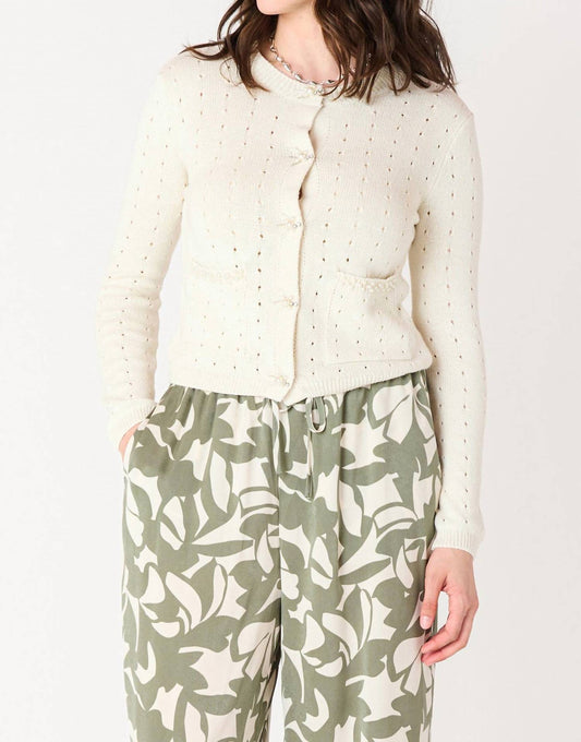 Dex - Pearl Detail Open Stitch Cardigan