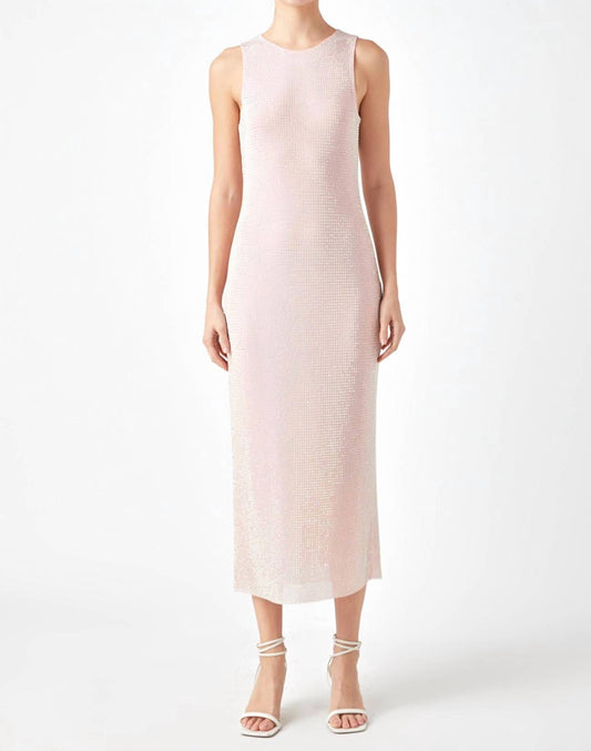 2.7 August Apparel - Rhinestone Mesh Midi Dress