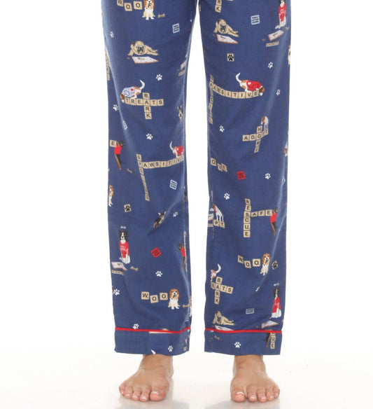 Pj Salvage - Women's Dark Denim Love Leo Rescue Flannel Pajama Pant