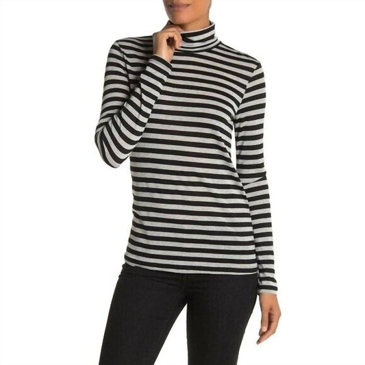 Splendid - Striped Light Sheer Knit Turtleneck Long Sleeve Top