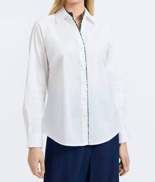 Foxcroft - Leopard Trim Long Sleeve Shirt