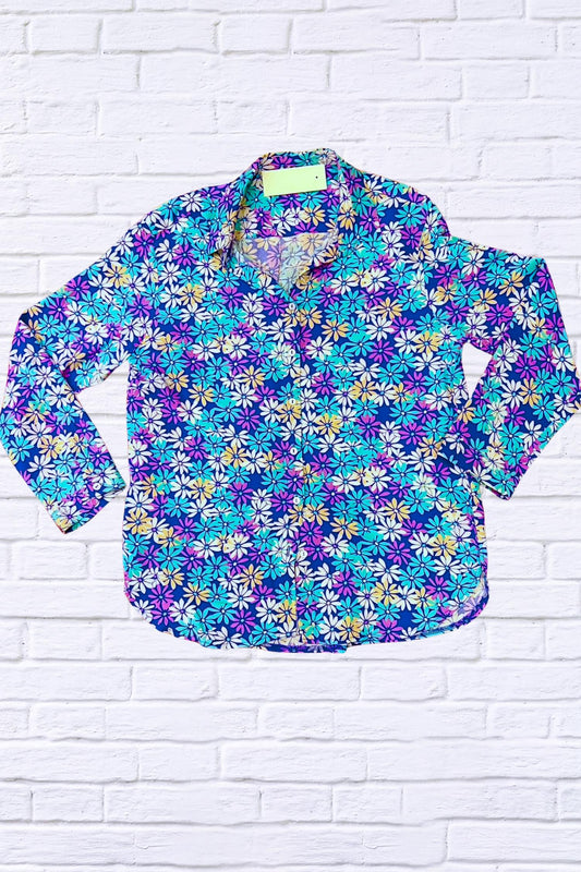 Diva Usa - Daisy Floral Collared Long Sleeve Shirt