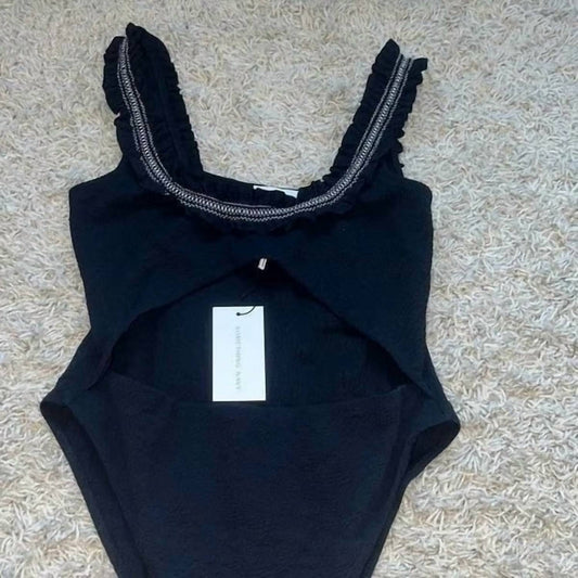Something Navy - Women's Ruffle Cut Out One Piece