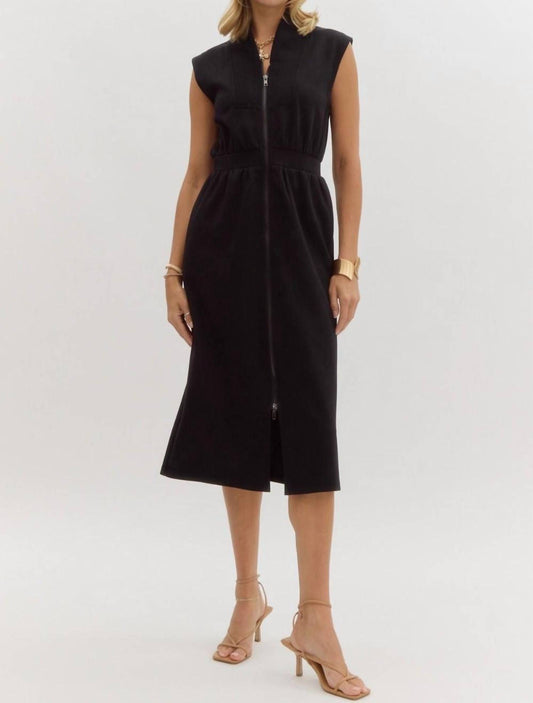 Entro - Sleeveless Zip Up Midi Dress