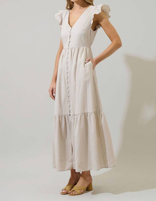 Sugarlips - Sandy Striped Evianna Flutter Maxi Dress