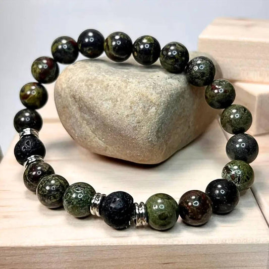 Faire - Unisex - Dragons Blood & Lava Gemstone Mala Bracelet