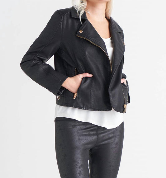 Black Tape - Faux Leather Motorcycle Jacket