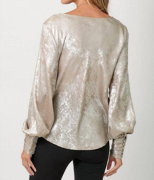 Mystree - Metallic Cowl Neck Blouse