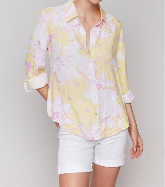 Charlie B - Printed Rollup Long Sleeve Shirt