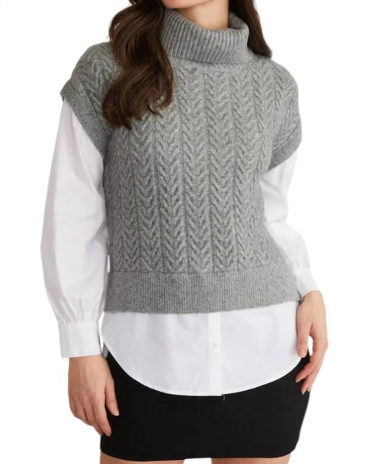 525 America - Sofia Twofer Cable Vest Tunic Sweater