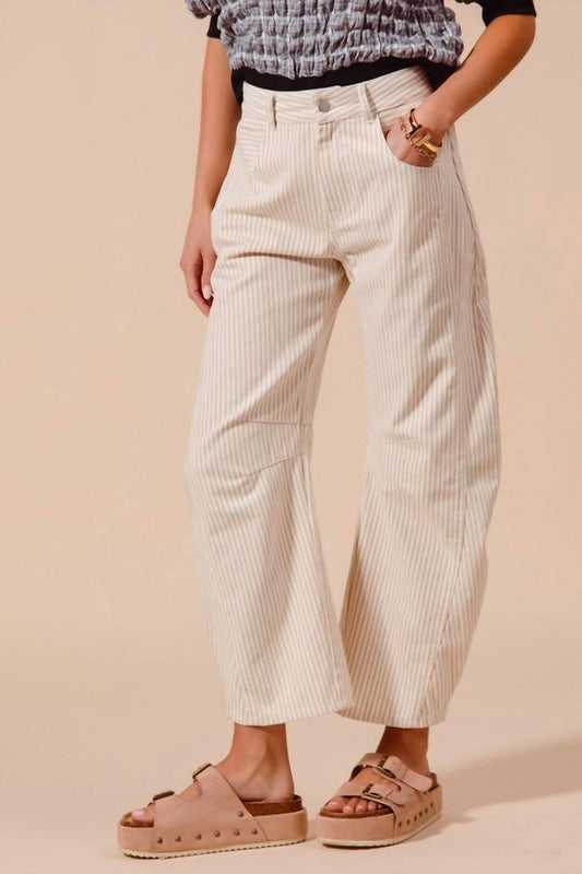 So Me - Pinstripe Barrel Trousers