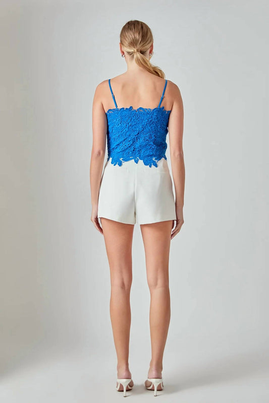 2.7 August Apparel - Lace Crop Fitted Top