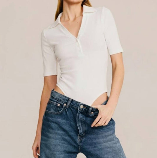 Belle D'Amour - Short Sleeve Collared Bodysuit