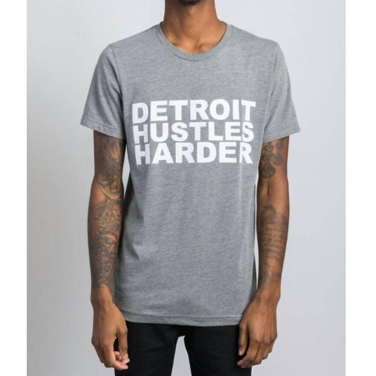 Detroit Hustles Harder - MEN'S SHORT SLEEVE TRI-BLEND T-SHIRT