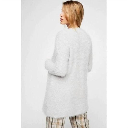 Free People - Fuzzy Eyelash Cozy Open Front Silver Cloud Cardigan