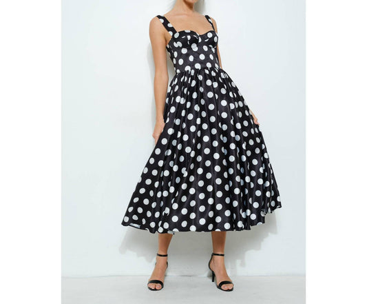 Ina Fashion - Polka Dot Bustier Midi Dress