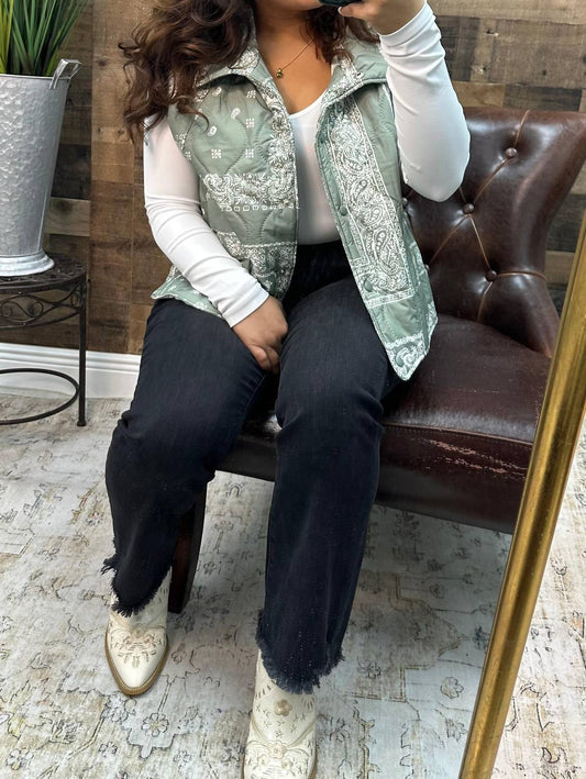 Umgee - Bandana Print Quilted Vest Top