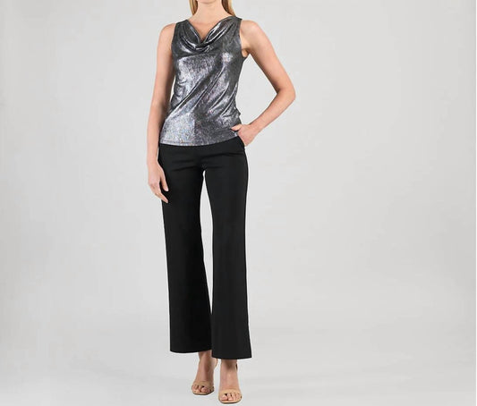 Clara Sunwoo - Metallic Cowl Neck Draped Tank