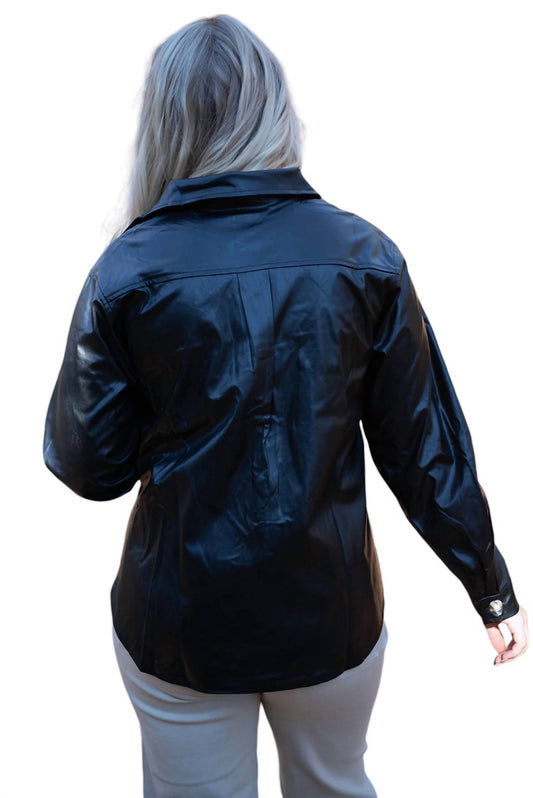 Anniewear - Faux Leather Oversized Shirt