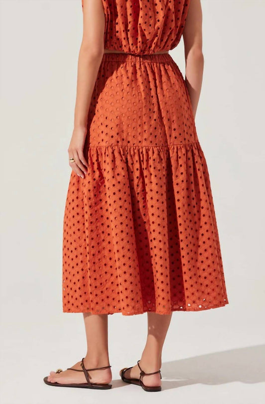 Astr - Jayne Eyelet Tiered Midi Skirt