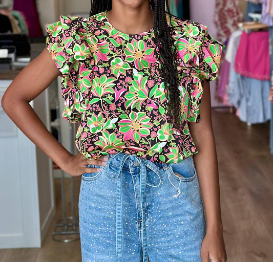 Thml - Smocked Poplin Sleeve Floral Top