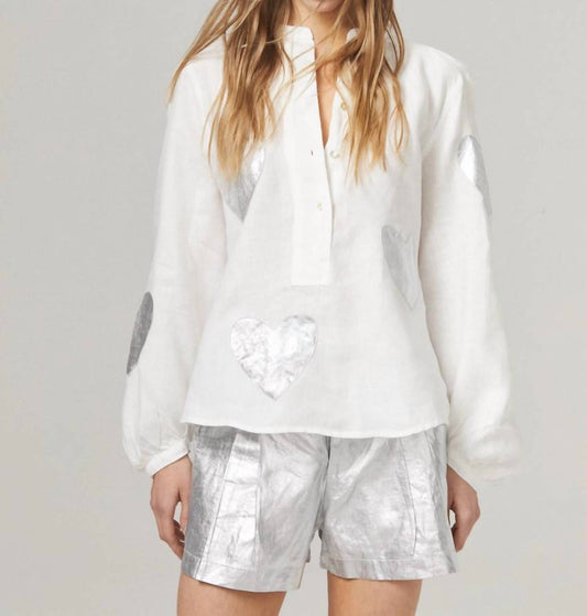 Lanhtropy - Frida New Silver Metallic Linen Shorts