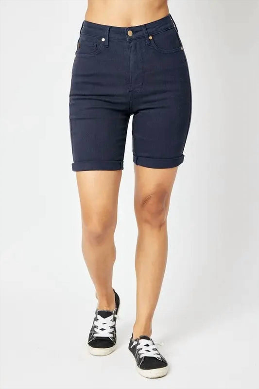 Judy Blue - High Waist Garment Dyed Tummy Control Bermuda Shorts