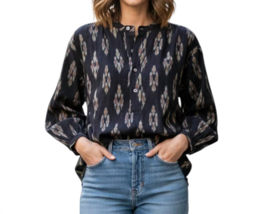 Uqnatu - Peasant Button Front Popover Placket Blouse
