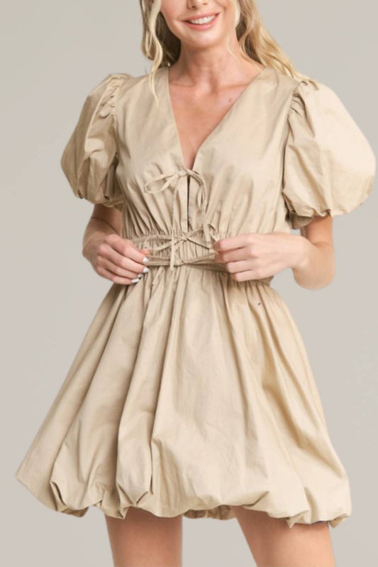 In The Beginning - bubble hem tie front mini dress