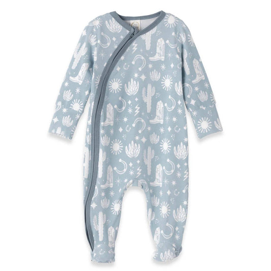 Tesa Babe - Baby's Wild West Long Sleeve Footed Zipper Romper