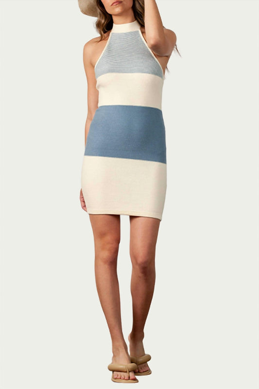 CANDYTUFT KNITTED HALTERNECK MINI DRESS