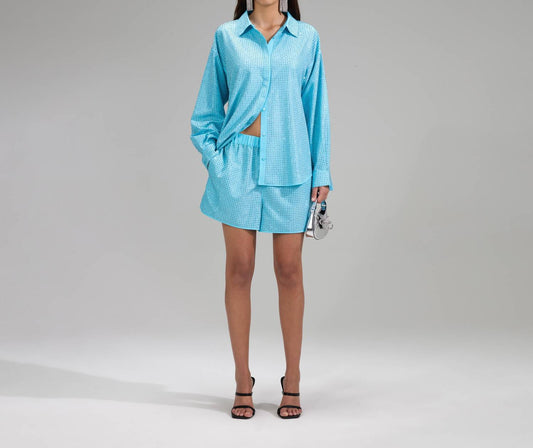 Self-Portrait - Rhinestone Taffeta Oversized Shirt