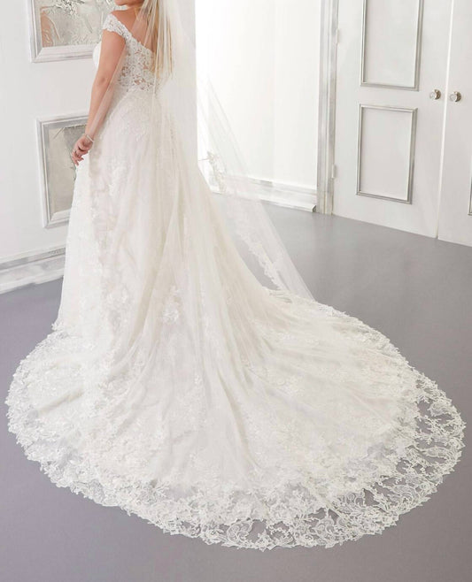 Morilee - Edged With Lace Cathedral Length Wedding Veil