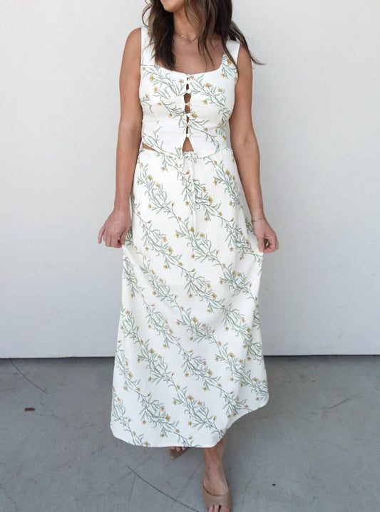 Blu Pepper - Floral Tank And Skirt Set