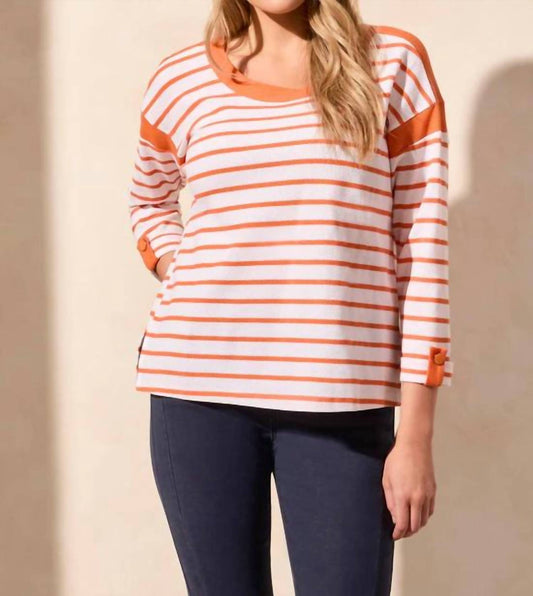 Tribal - 3/4 Sleeve Boat Neck Top