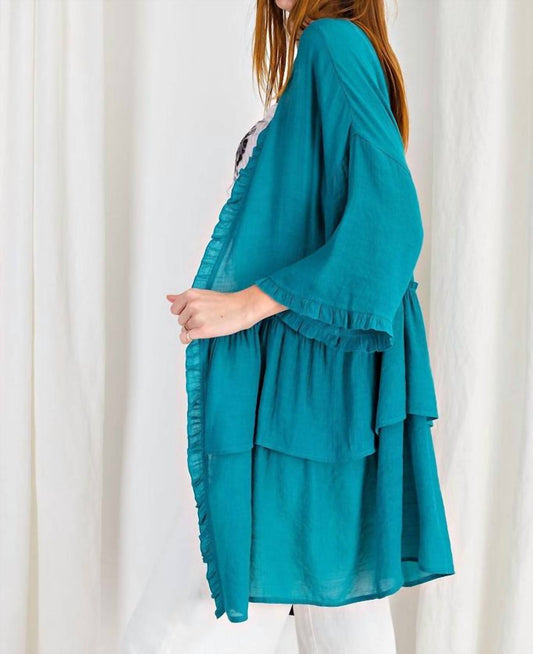 Easel - Light Semi Sheer Ruffle Cardigan