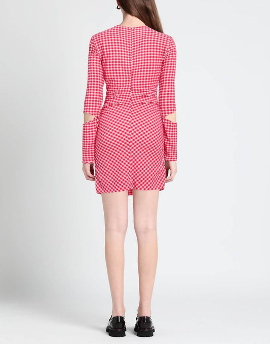 Ganni - Seersucker Cut-out Checked Mini Dress