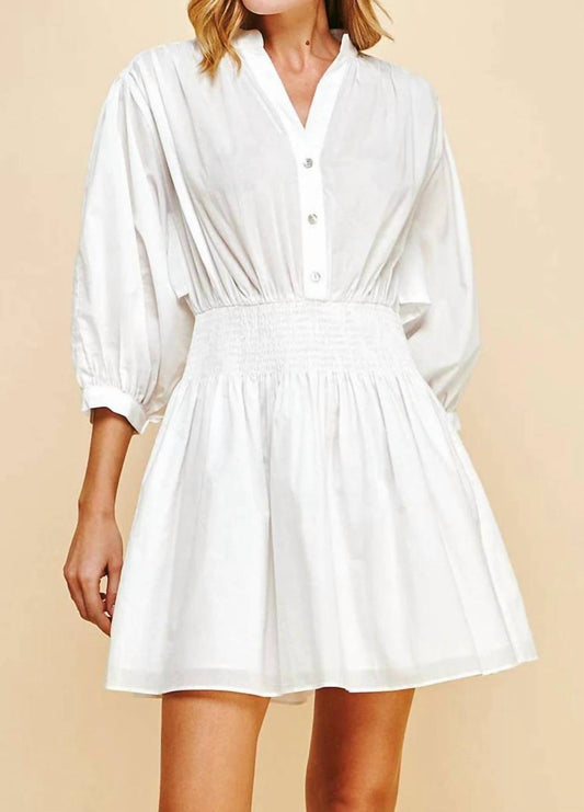 Pinch - Molly Mandarin Collar Smocked Mini Dress