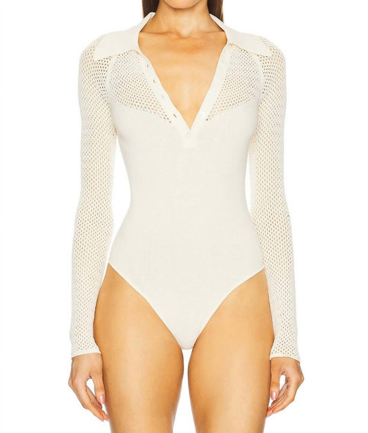 Fleur Du Mal - Knit Mesh Collared Bodysuit
