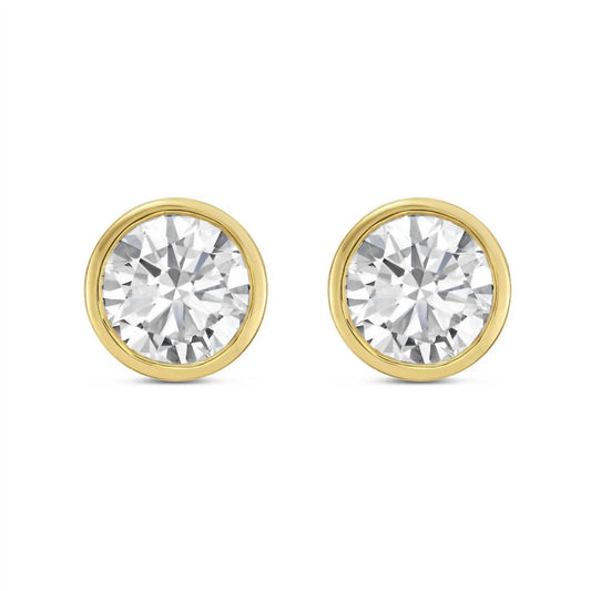 Diana M Jewels - Women's Lab Grown Round Stud In A Bezel Setting Earrings (8.00 Ct)