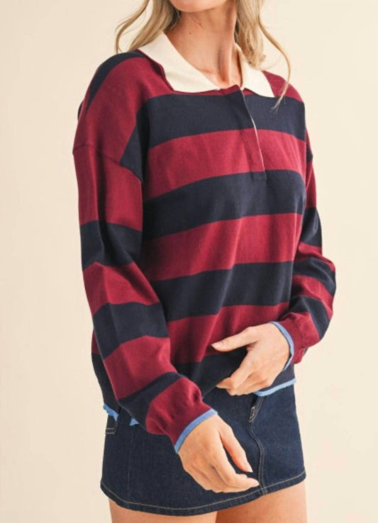 &Merci - Striped Rugby Polo Shirt