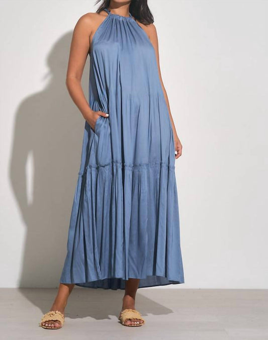 Elan - Women's High Neck Tiered Maxi Dress
