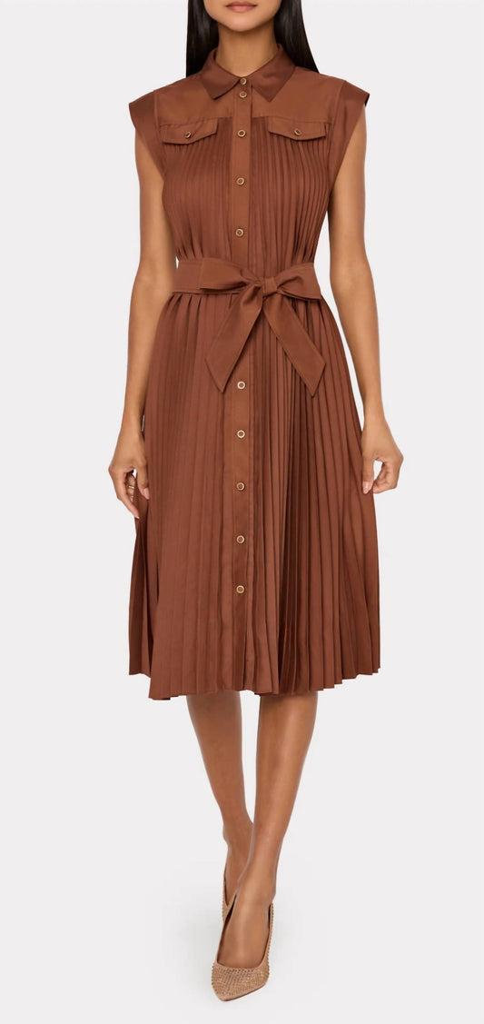 Milly - Johanna Pleated Twill Midi Dress