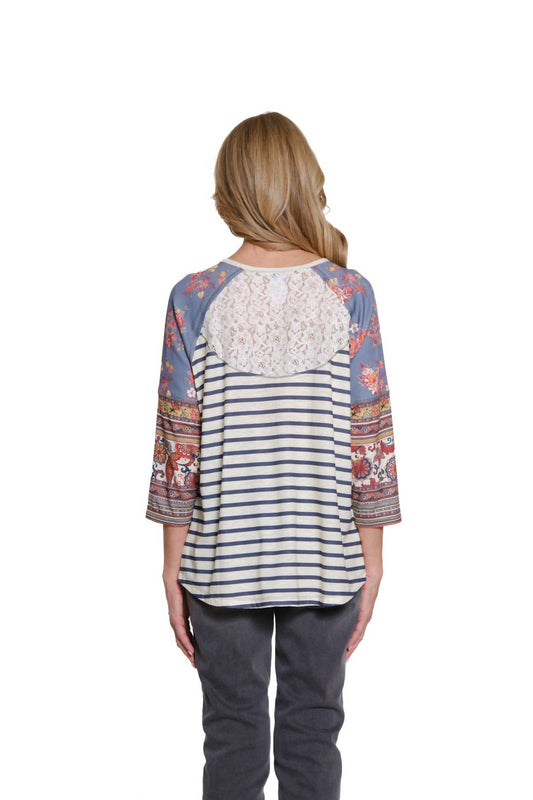 Multiples - 3/4 Raglan Sleeve Scoop Neck Top