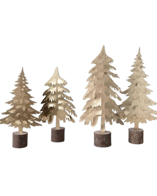 Creative Co-Op - Faux Leather and Wood Tree on Base S/2