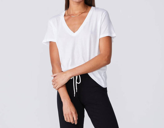 Monrow - Super Fine Jersey V Neck Fitted Tee