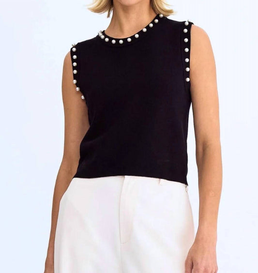 Entro - Meghan Pearl Embellished Sleeveless Top
